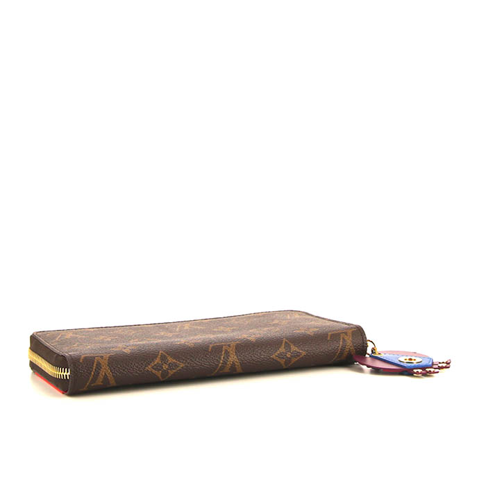 Portefeuille Louis Vuitton Zippy Editions Limitées Flamingo Monogram Totem en toile monogram enduite marron et cuir rouge - Detail D4