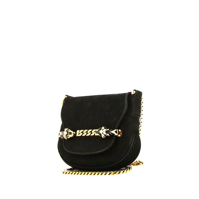 Bolso bandolera Gucci Gucci Vintage en ante negro y cuero negro - 00pp