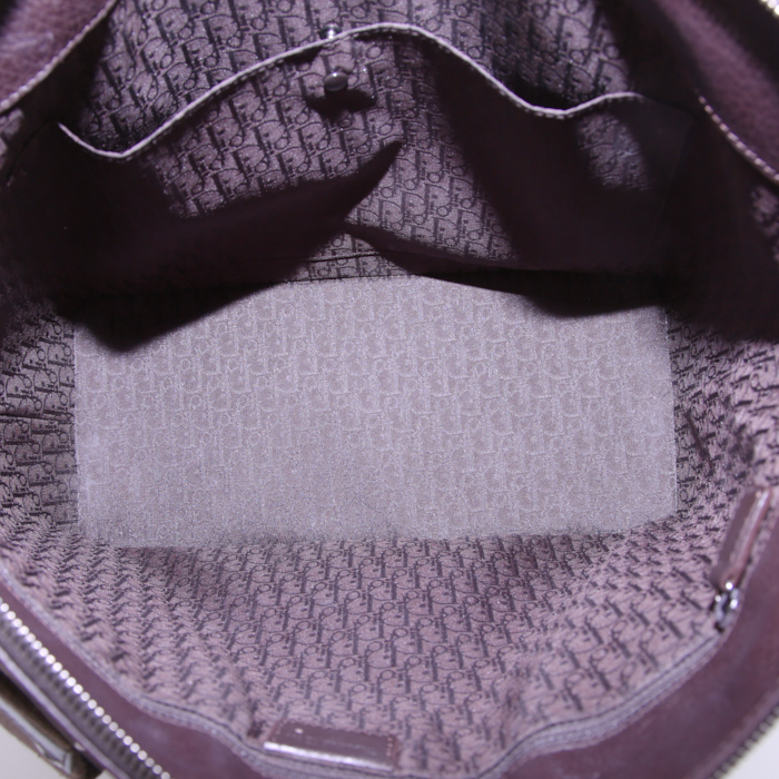 Sac cabas Dior Street Chic en cuir marron et toile marron - Detail D2