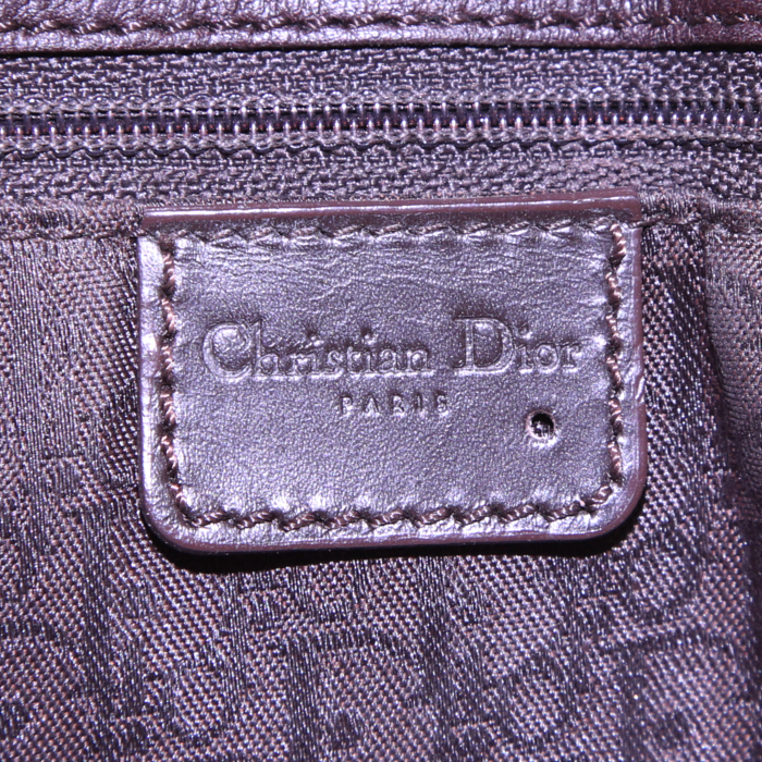 Bolso Cabás Dior Street Chic en cuero marrón y lona marrón - Detail D3