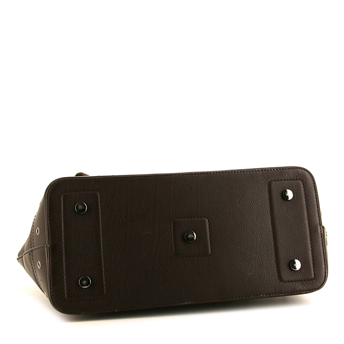 Dior Street Chic shopping bag in brown leather and brown canvas - Detail D4