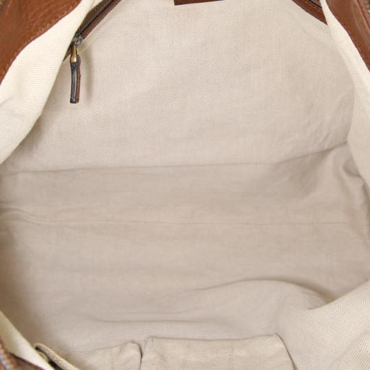 Bolso de mano Gucci GG running en cuero granulado marrón - Detail D3