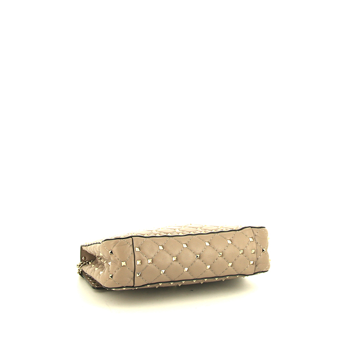 Bolso bandolera Valentino Garavani Rockstud Spike en cuero color topo - Detail D5