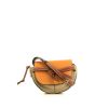 Loewe Gate mini shoulder bag in gold, taupe and brown tricolor smooth leather - 360 thumbnail