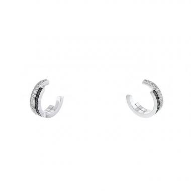 Open Dinh Van Spirale earrings in white gold,  diamonds and diamonds