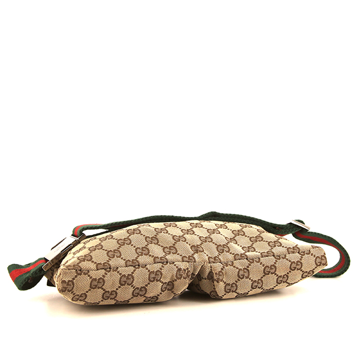 Pochette-ceinture Gucci Gucci Vintage en toile siglée beige et cuir marron - Detail D4