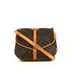 Bolso bandolera Louis Vuitton Saumur en lona Monogram revestida marrón y cuero natural - 360 thumbnail