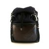 Berluti Explorer backpack in brown leather and blue canvas - 360 thumbnail