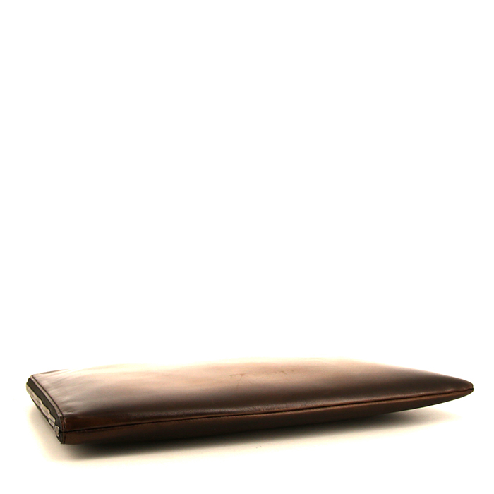 Pochette Berluti Deux jours in pelle marrone - Detail D4