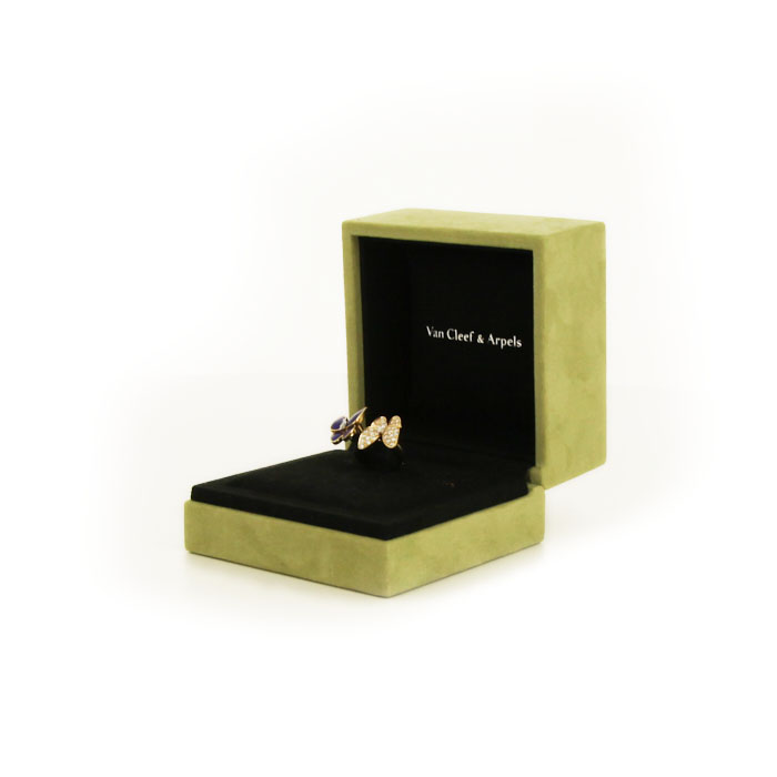 Van Cleef & Arpels Deux Papillons ring in yellow gold,  lapis-lazuli and diamonds - Detail D2