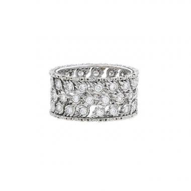 Sortija Buccellati 3 File Fogliette en oro blanco y diamantes