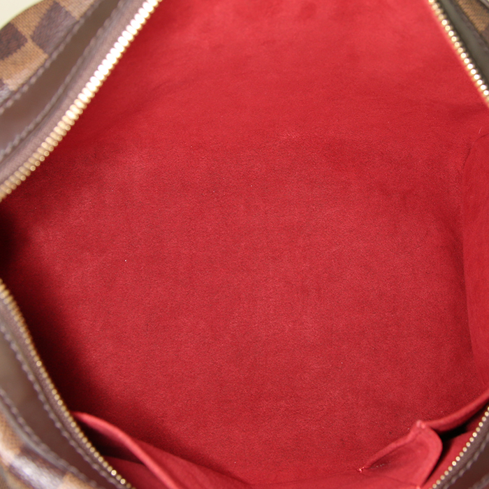 Louis Vuitton Berkeley handbag in ebene damier canvas and brown leather - Detail D2