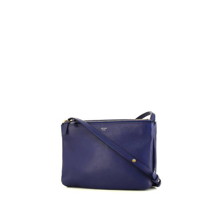 CELINE Trio Bag Large Shoulder bag Color Blue Leather Ladies