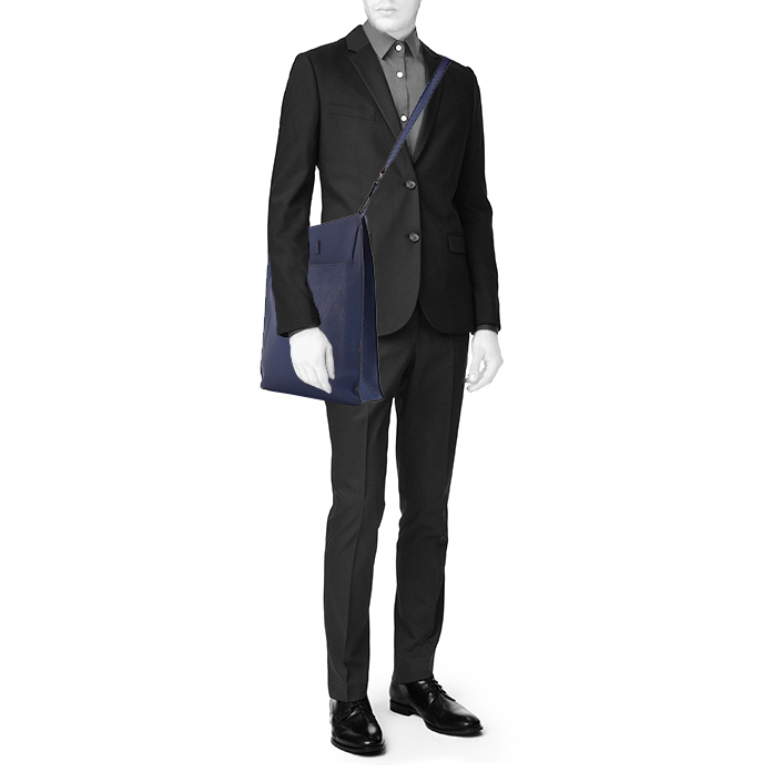 Borsa a tracolla Hermès in capra blu - Detail D1