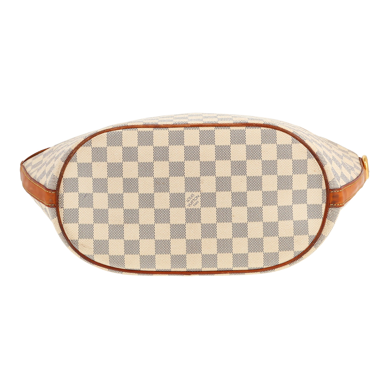 Sac cabas Louis Vuitton Pampelonne grand modèle en toile damier azur et cuir naturel - Detail D1