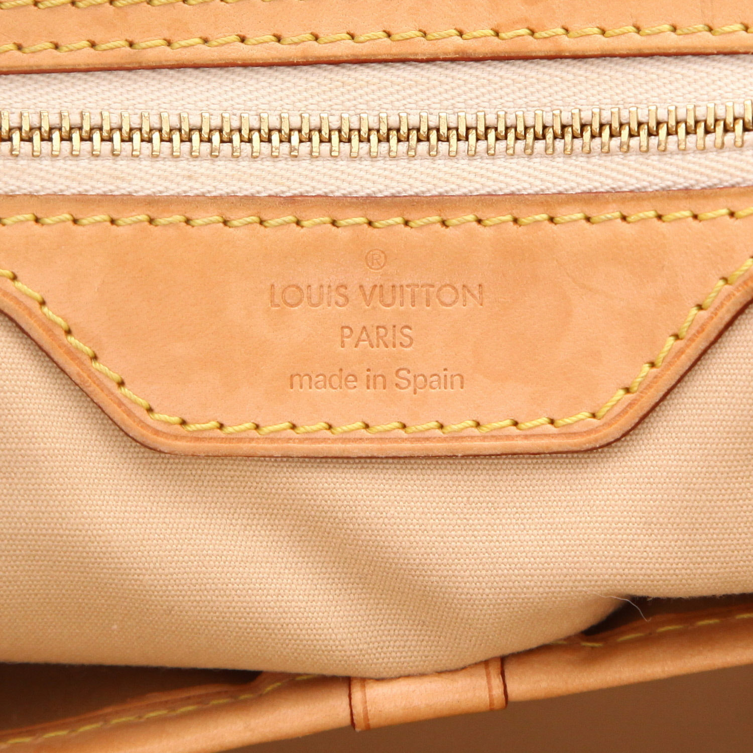 Sac cabas Louis Vuitton Pampelonne grand modèle en toile damier azur et cuir naturel - Detail D2