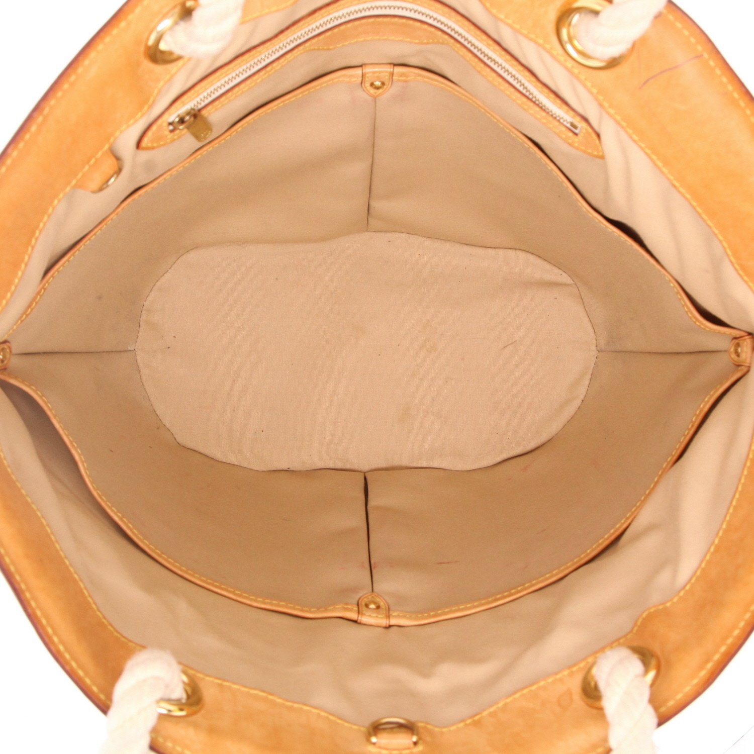 Shopping bag Louis Vuitton Pampelonne modello grande in tela a scacchi e pelle naturale - Detail D3