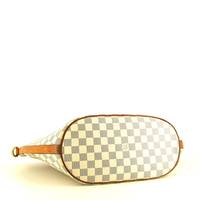 Louis Vuitton Pampelonne large model shopping bag in azur damier canvas and natural leather - Detail D4