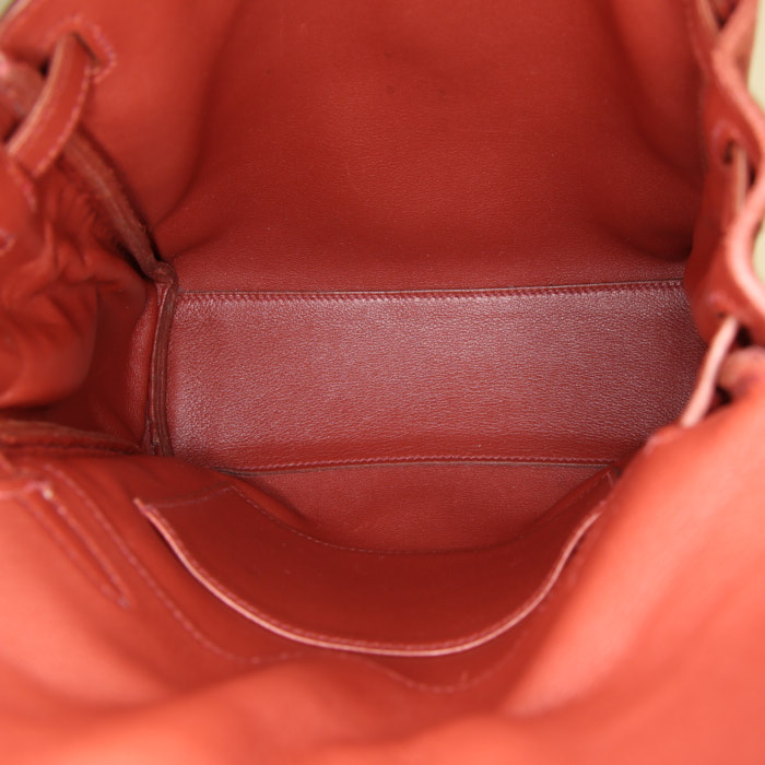 Sac à dos Hermès Kelly Ado en cuir rouge-brique - Detail D2