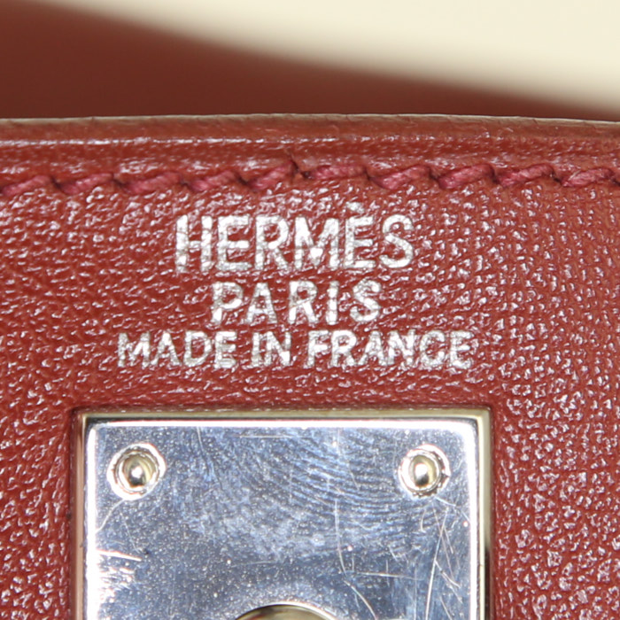 Mochila Hermès Kelly Ado en cuero rojo ladrillo - Detail D3