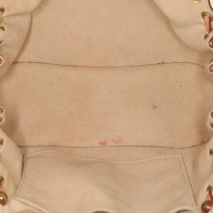 Sac à main Louis Vuitton en toile monogram enduite marron et cuir naturel - Detail D3