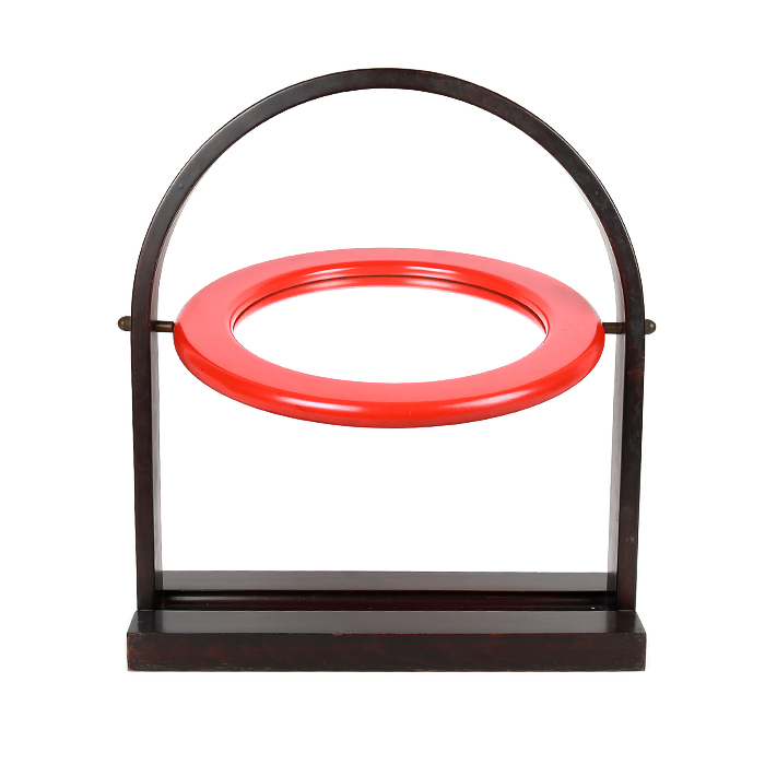 Ettore Sottsass, "Sandretta" table mirror mod. SP63, in walnut and lacquered wood, Poltronova edition, from the 1960's - Detail D1