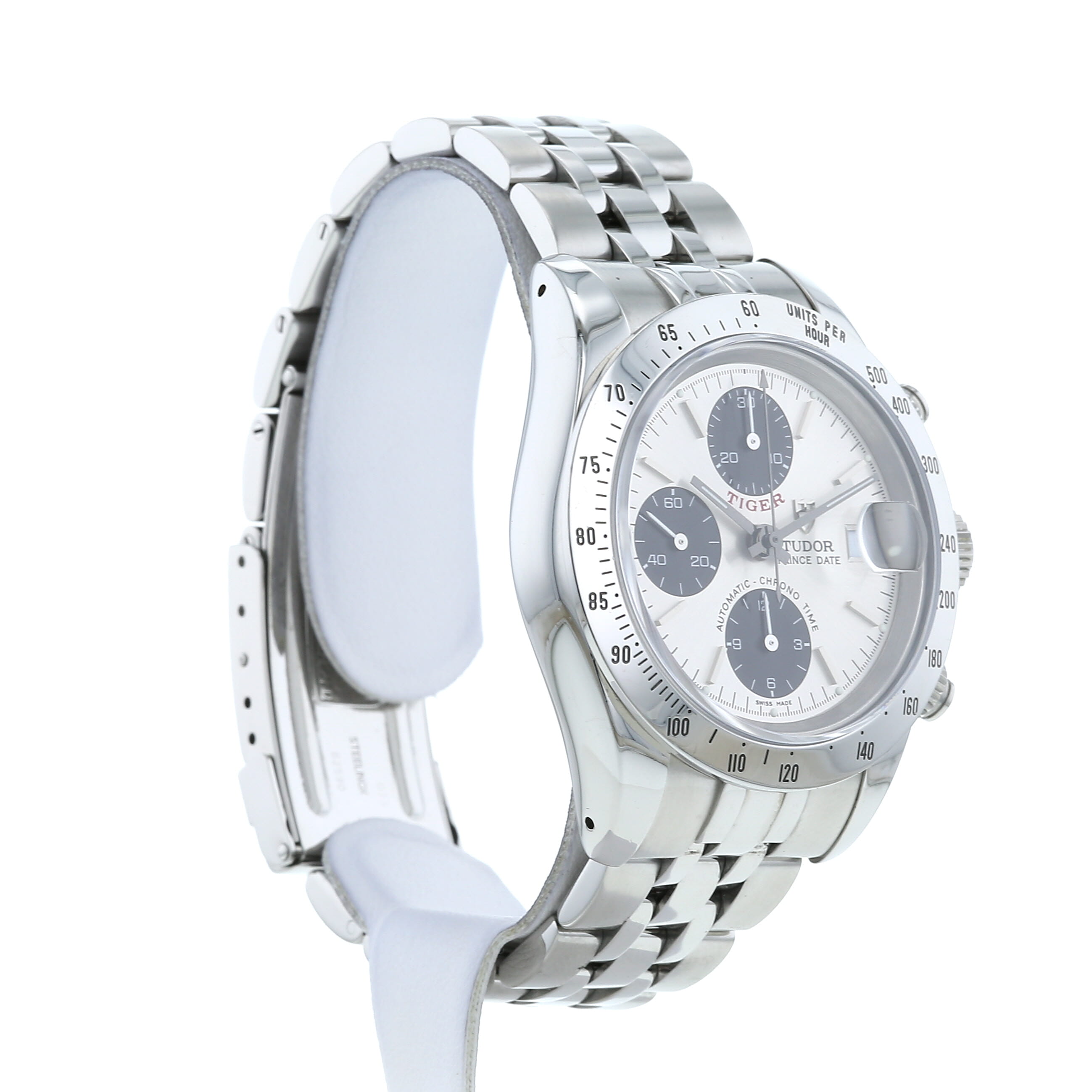 Montre Tudor Prince Date Tiger Chronograph en acier Ref :  79280P Vers  1999 - Detail D2