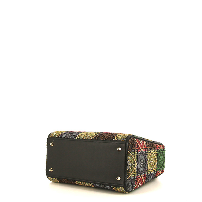 Sac à main Dior Lady Dior Edition Limitée en cuir noir - Detail D5