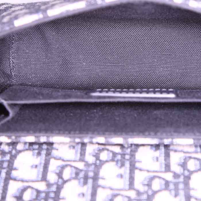 Sac bandoulière Dior Box 30 Montaigne en toile monogram Oblique bleue et cuir bleu - Detail D2