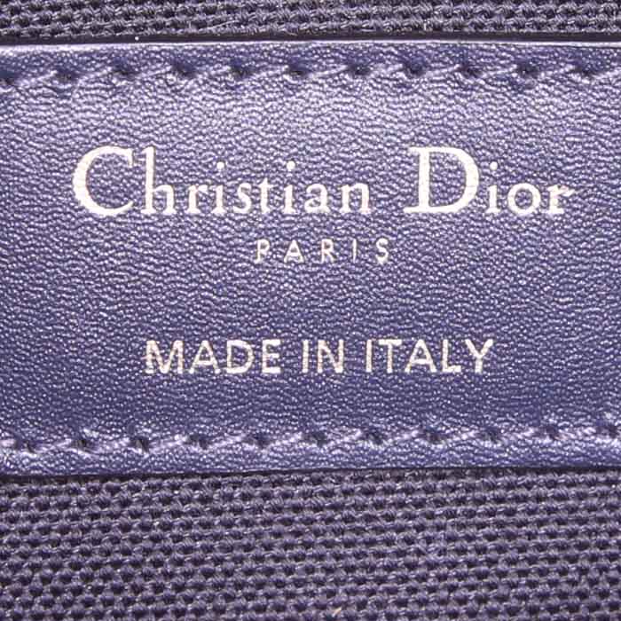 Sac bandoulière Dior Box 30 Montaigne en toile monogram Oblique bleue et cuir bleu - Detail D3