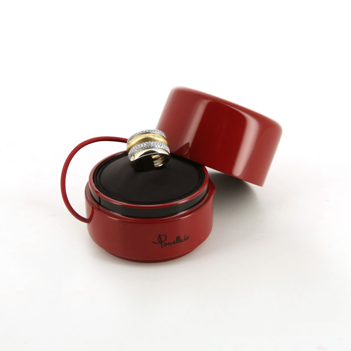 Sortija Pomellato Tubolare en oro amarillo,  oro blanco y diamantes - Detail D2