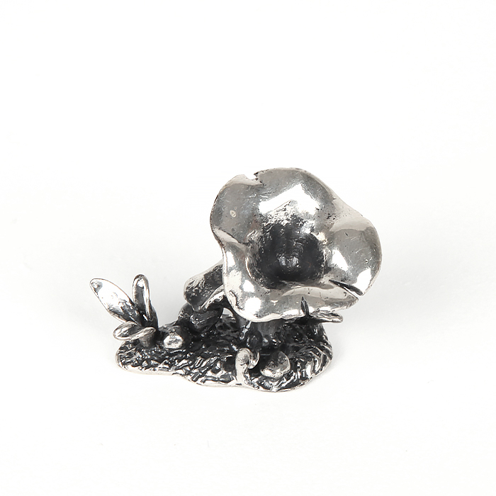 L'Etruria oro (orfèvre), suite de six portes-nom, en argent, à décor de champignons des bois, production De Giovanni argenteria, poinçonnés, des années 1970