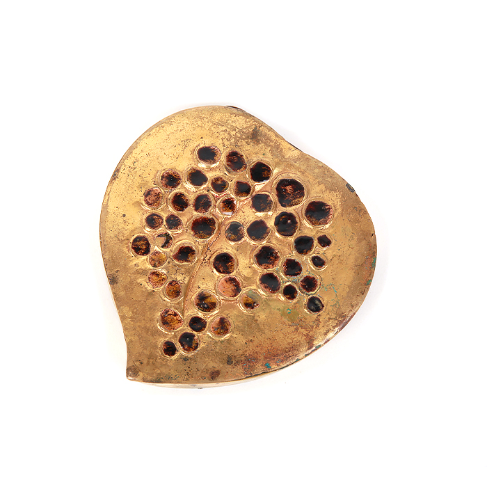 Line Vautrin, "Leaf" gilded bronze and enameled powder compact, signed, around 1945 - Detail D1