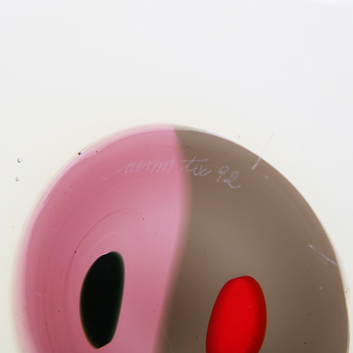 Tapio Wirkkala, "Polipo", plate fixed on a base as a sculpture, in blown and tinted glass "incalmo" from Murano, Venini edition, signed and dated, 1992 - Detail D3