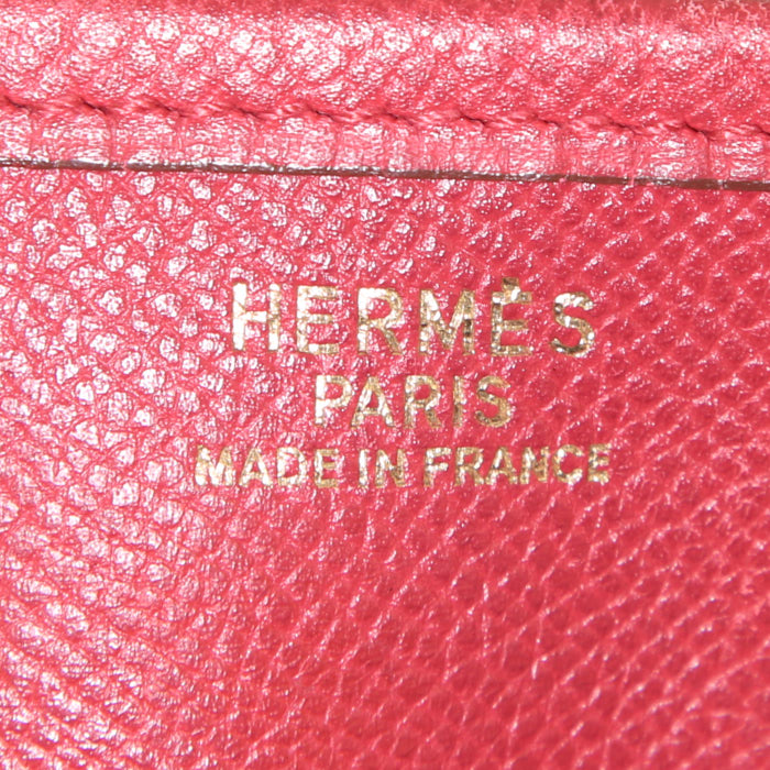 Bolso bandolera Hermes Evelyne en cuero Courchevel rojo - Detail D3