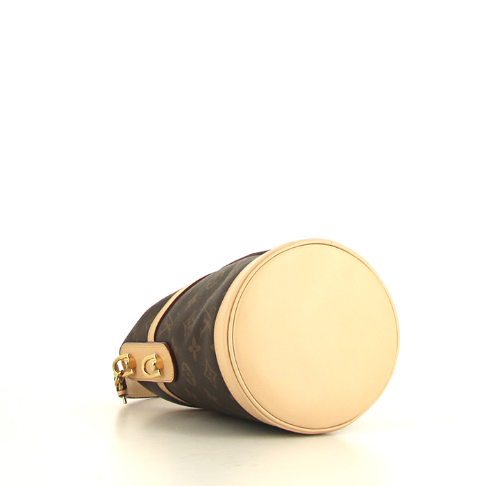 Bolso de mano Louis Vuitton Duffle en lona Monogram marrón y cuero natural - Detail D5