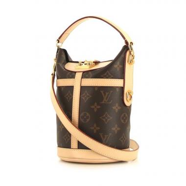 Sac à main Louis Vuitton Duffle en toile monogram marron et cuir naturel