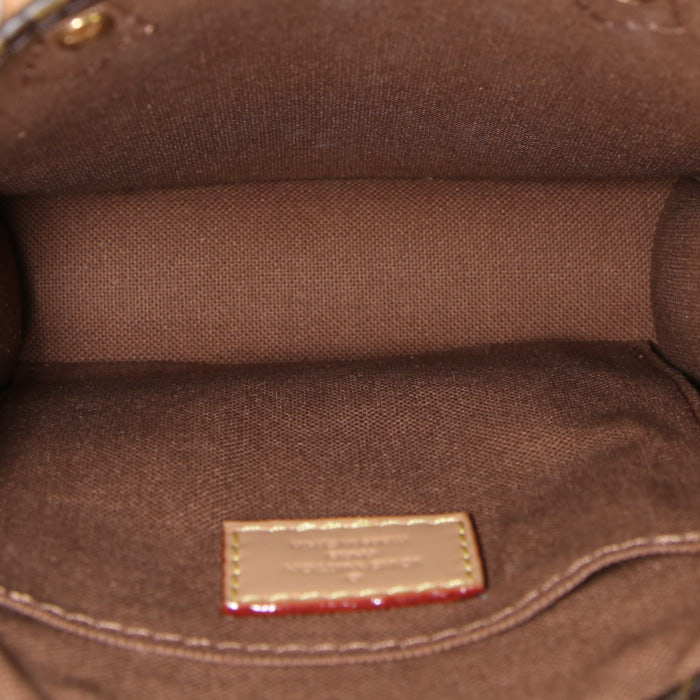 Borsa Louis Vuitton Sac Plat in tela monogram cerata marrone e pelle naturale - Detail D3