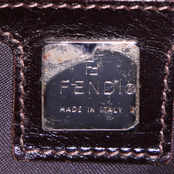 Fendi Mamma Baguette handbag in gold foal and brown leather - Detail D3