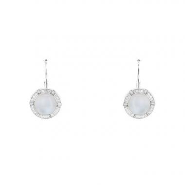 Paire de boucles d'oreilles Chaumet Class One Croisière en or blanc,  pierre de lune et diamants