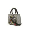 Dior Lady Dior Edition Limitée medium model handbag in white and black canvas and black leather - 00pp thumbnail