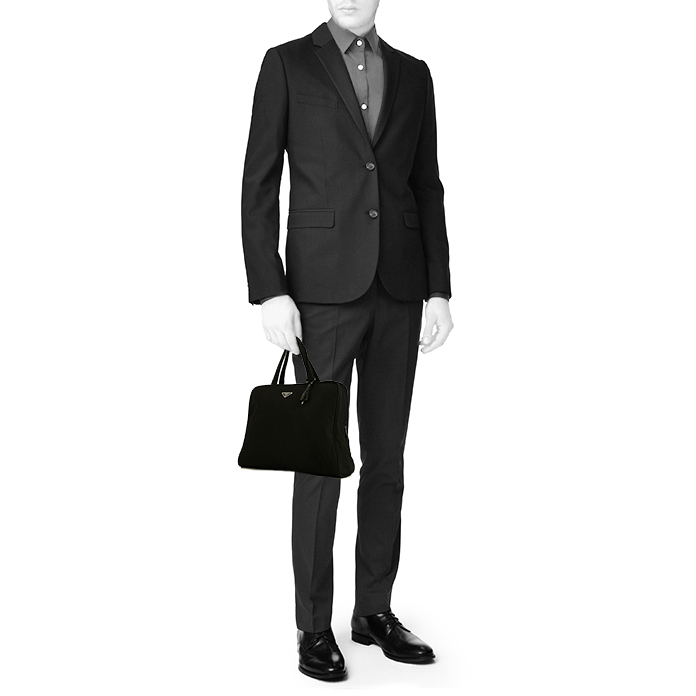 Borsa portadocumenti Prada Nylon in tela nera - Detail D1