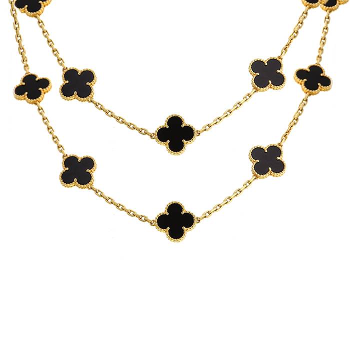 Collana lunga vintage con perline di vetro e legno - Italia