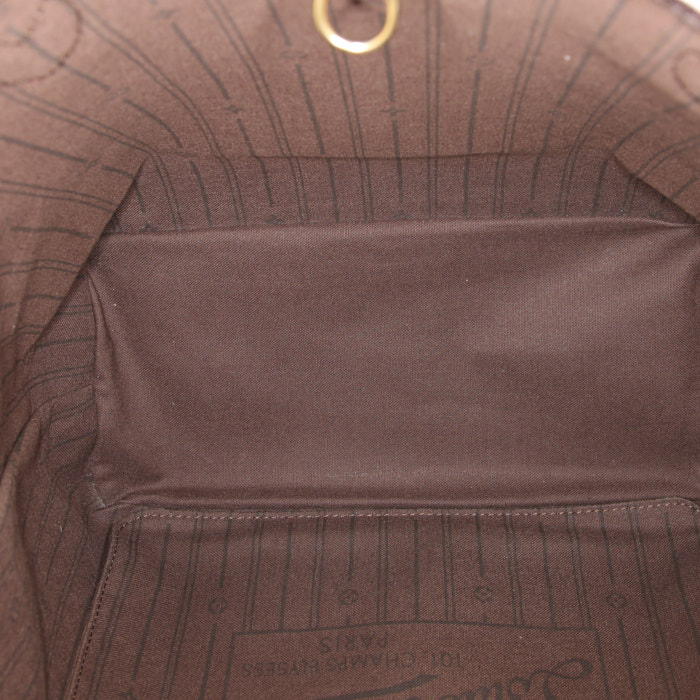 Louis Vuitton  Neverfull medium model  shopping bag  in brown monogram canvas Idylle  and brown leather - Detail D2