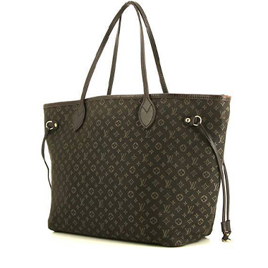 Sac cabas Louis Vuitton  Neverfull moyen modèle  en toile monogram Idylle marron et cuir marron