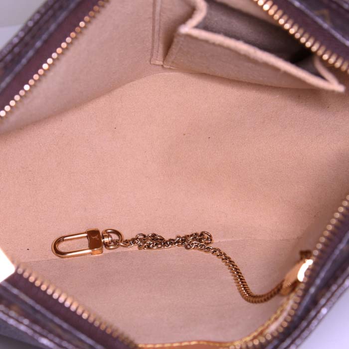 Sac à main Louis Vuitton Looping en toile monogram marron et cuir naturel - Detail D2