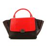 Celine Trapeze medium model handbag in red and burgundy python and burgundy leather - 360 thumbnail
