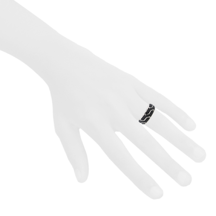 Bague David Yurman Forged Carbon en or blanc et carbone - Detail D1
