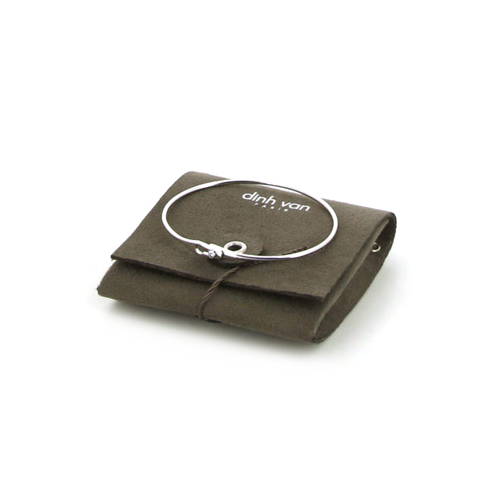 Brazalete rígido que se puede abrir Dinh Van Serrure modelo pequeño en oro blanco y diamante - Detail D2