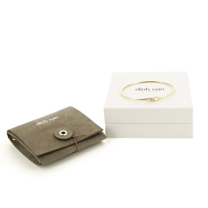 Brazalete rígido Dinh Van Serrure modelo pequeño en oro amarillo y diamante - Detail D2